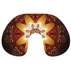 Elegant, Decorative Kaleidoskop In Gold And Red Travel Neck Pillows