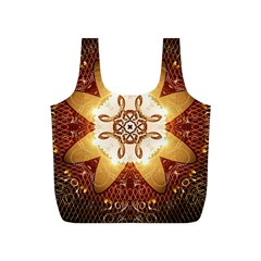 Elegant, Decorative Kaleidoskop In Gold And Red Full Print Recycle Bags (s) 