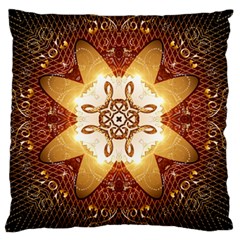 Elegant, Decorative Kaleidoskop In Gold And Red Standard Flano Cushion Cases (one Side) 