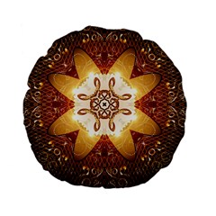 Elegant, Decorative Kaleidoskop In Gold And Red Standard 15  Premium Flano Round Cushions