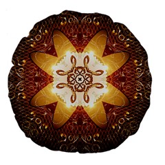 Elegant, Decorative Kaleidoskop In Gold And Red Large 18  Premium Flano Round Cushions