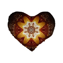 Elegant, Decorative Kaleidoskop In Gold And Red Standard 16  Premium Flano Heart Shape Cushions