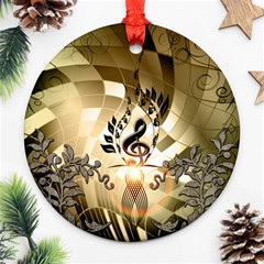 Clef With  And Floral Elements Ornament (round) 