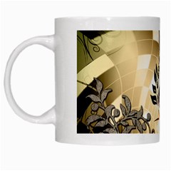 Clef With  And Floral Elements White Mugs