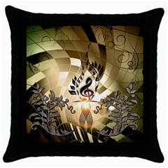 Clef With  And Floral Elements Throw Pillow Cases (black)