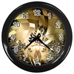 Clef With  And Floral Elements Wall Clocks (Black) Front