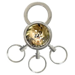 Clef With  And Floral Elements 3-ring Key Chains