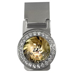 Clef With  And Floral Elements Money Clips (cz) 