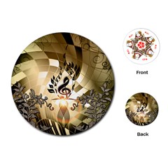 Clef With  And Floral Elements Playing Cards (round)  by FantasyWorld7