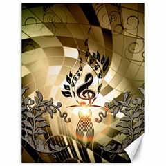 Clef With  And Floral Elements Canvas 12  X 16  