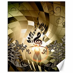 Clef With  And Floral Elements Canvas 16  X 20   by FantasyWorld7