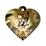 Clef With  And Floral Elements Dog Tag Heart (Two Sides) Back