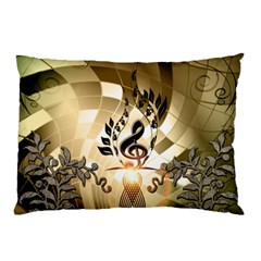 Clef With  And Floral Elements Pillow Cases