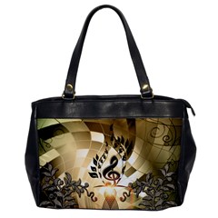 Clef With  And Floral Elements Office Handbags by FantasyWorld7