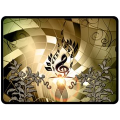 Clef With  And Floral Elements Fleece Blanket (large) 