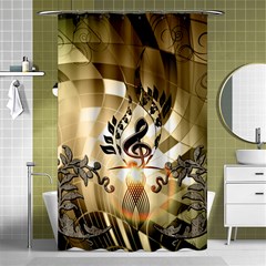 Clef With  And Floral Elements Shower Curtain 48  X 72  (small) 