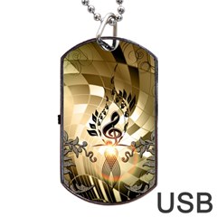 Clef With  And Floral Elements Dog Tag Usb Flash (one Side)