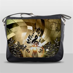 Clef With  And Floral Elements Messenger Bags