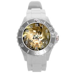 Clef With  And Floral Elements Round Plastic Sport Watch (l)