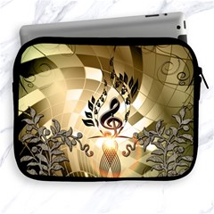 Clef With  And Floral Elements Apple Ipad 2/3/4 Zipper Cases by FantasyWorld7