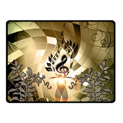 Clef With  And Floral Elements Double Sided Fleece Blanket (small) 