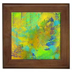 Abstract In Blue, Green, Copper, And Gold Framed Tiles