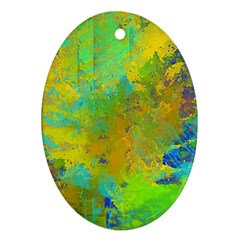 Abstract In Blue, Green, Copper, And Gold Ornament (oval) 