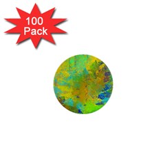 Abstract In Blue, Green, Copper, And Gold 1  Mini Buttons (100 Pack) 