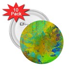 Abstract in Blue, Green, Copper, and Gold 2.25  Buttons (10 pack)  Front