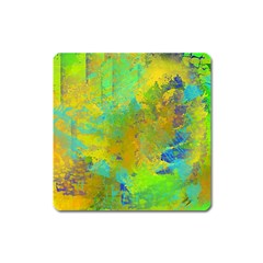 Abstract In Blue, Green, Copper, And Gold Square Magnet