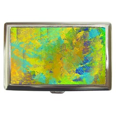 Abstract In Blue, Green, Copper, And Gold Cigarette Money Cases