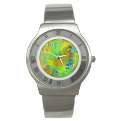 Abstract In Blue, Green, Copper, And Gold Stainless Steel Watches