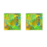 Abstract in Blue, Green, Copper, and Gold Cufflinks (Square) Front(Pair)