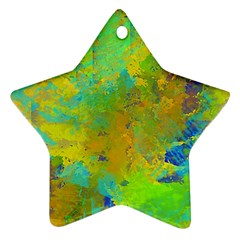 Abstract In Blue, Green, Copper, And Gold Star Ornament (two Sides) 