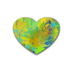 Abstract In Blue, Green, Copper, And Gold Heart Coaster (4 Pack)  by digitaldivadesigns