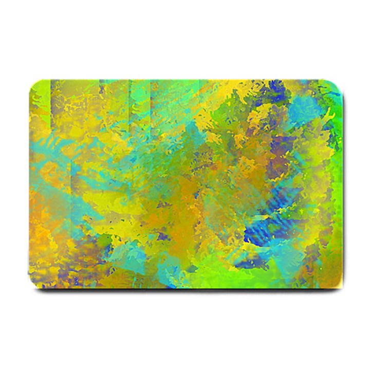 Abstract in Blue, Green, Copper, and Gold Small Doormat 