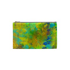 Abstract In Blue, Green, Copper, And Gold Cosmetic Bag (small) 