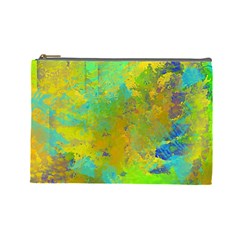 Abstract In Blue, Green, Copper, And Gold Cosmetic Bag (large) 