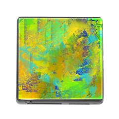 Abstract In Blue, Green, Copper, And Gold Memory Card Reader (square) by digitaldivadesigns