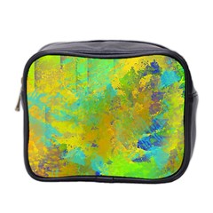 Abstract In Blue, Green, Copper, And Gold Mini Toiletries Bag 2-side