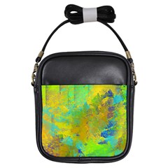 Abstract In Blue, Green, Copper, And Gold Girls Sling Bags