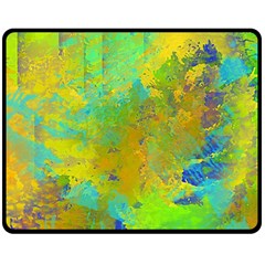 Abstract In Blue, Green, Copper, And Gold Fleece Blanket (medium) 