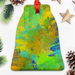 Abstract In Blue, Green, Copper, And Gold Bell Ornament (2 Sides)