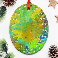 Abstract In Blue, Green, Copper, And Gold Ornament (oval Filigree) 