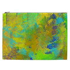 Abstract In Blue, Green, Copper, And Gold Cosmetic Bag (xxl) 