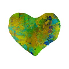 Abstract In Blue, Green, Copper, And Gold Standard 16  Premium Heart Shape Cushions