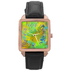 Abstract In Blue, Green, Copper, And Gold Rose Gold Watches