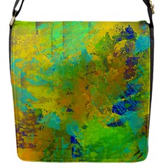 Abstract In Blue, Green, Copper, And Gold Flap Messenger Bag (s)