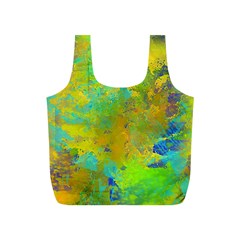 Abstract In Blue, Green, Copper, And Gold Full Print Recycle Bags (s) 