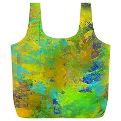 Abstract In Blue, Green, Copper, And Gold Full Print Recycle Bags (l) 